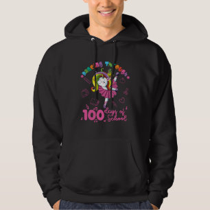 Cute unicorn ballerina 100 days of school girls hoodie