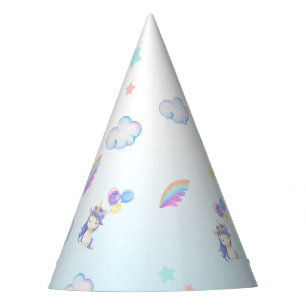 cute Unicorn balloon rainbow birthday party kids Party Hat