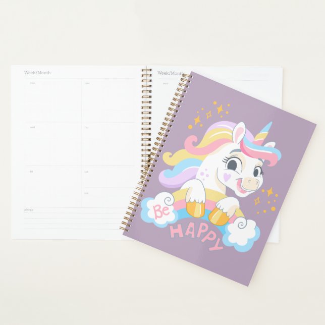 Cute unicorn Be Happy Planner (Display)