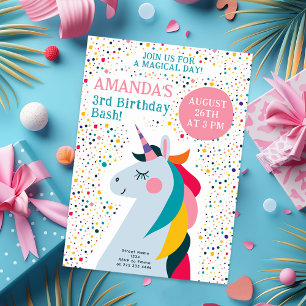 Cute Unicorn Birthday Design Invitation