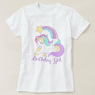Cute Unicorn Birthday Girl Trendy Typography Art T-Shirt