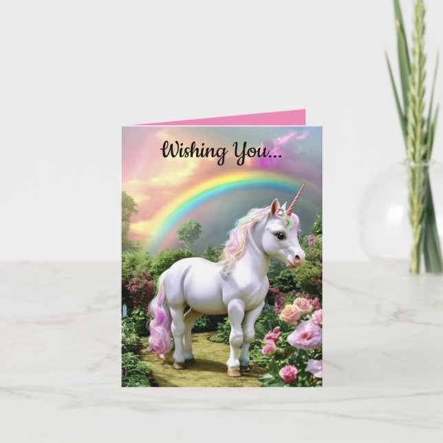 Cute Unicorn Birthday Greeting Card (Front)