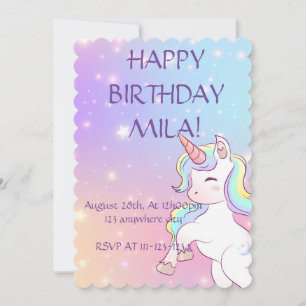 CUTE UNICORN BIRTHDAY INVITATION