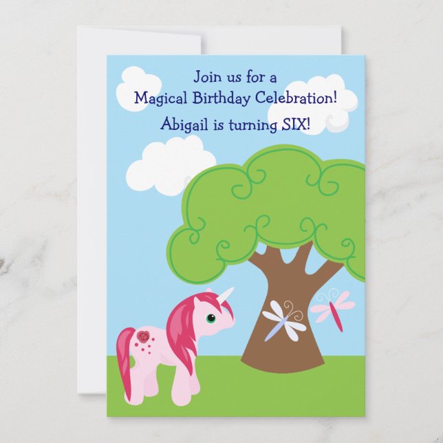 Cute Unicorn Birthday Invitation (Front)