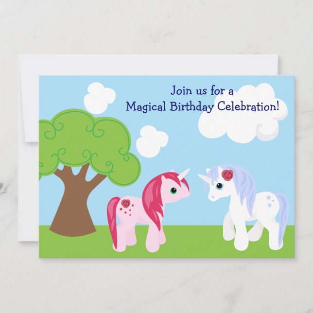 Cute Unicorn Birthday Invitation (Front)