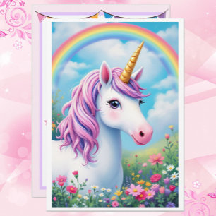 Cute Unicorn Birthday Party Add Your Details Invitation