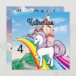 Cute UNICORN Birthday Personalise Girl's Name Age 