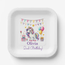 Cute Unicorn Birthday Personalised Name and Age