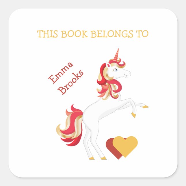 Cute Unicorn Bookplate This Book Belongs to Label (Front)