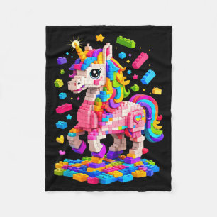 Cute Unicorn Building Bricks Blocks Toy Kids Fleece Blanket