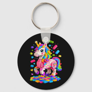 Cute Unicorn Building Bricks Blocks Toy Kids Key Ring