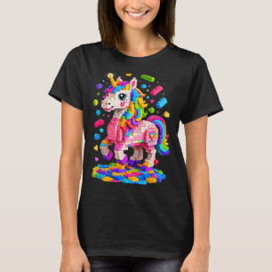 Cute Unicorn Building Bricks Blocks Toy Kids T-Shirt