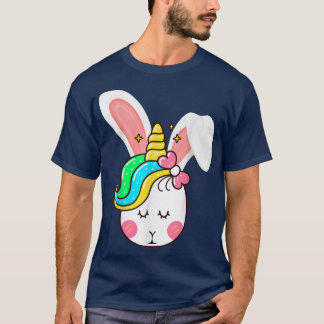 Cute Unicorn Bunny Face Easter Day Kids Girls Wome T-Shirt