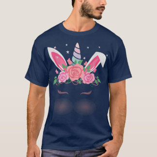 Cute Unicorn Bunny Face Easter Day Kids Girls Wome T-Shirt
