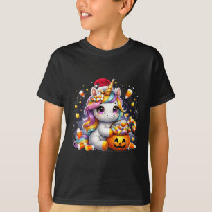 Cute Unicorn Candy Halloween Santa Hat Christmas G T-Shirt