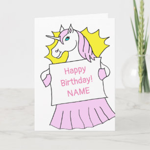 Cute Unicorn Cartoon Birthday Card