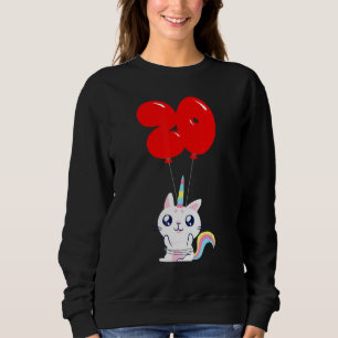 Cute Unicorn Cat 20th Birthday Kids Balloon Part Sweatshirt