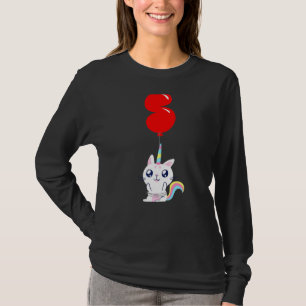 Cute Unicorn Cat 5th Birthday Kids Balloon Party T-Shirt