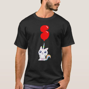 Cute Unicorn Cat 5th Birthday Kids Balloon Party T-Shirt