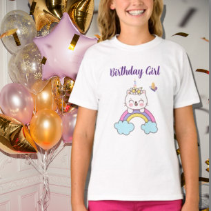 Cute unicorn cat birthday girl t-shirt