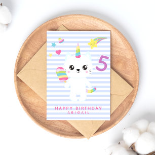 Cute Unicorn Cat - Custom Age Kids' Birthday  Postcard