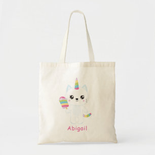 Cute Unicorn Cat - Personalised Kids Tote Bag
