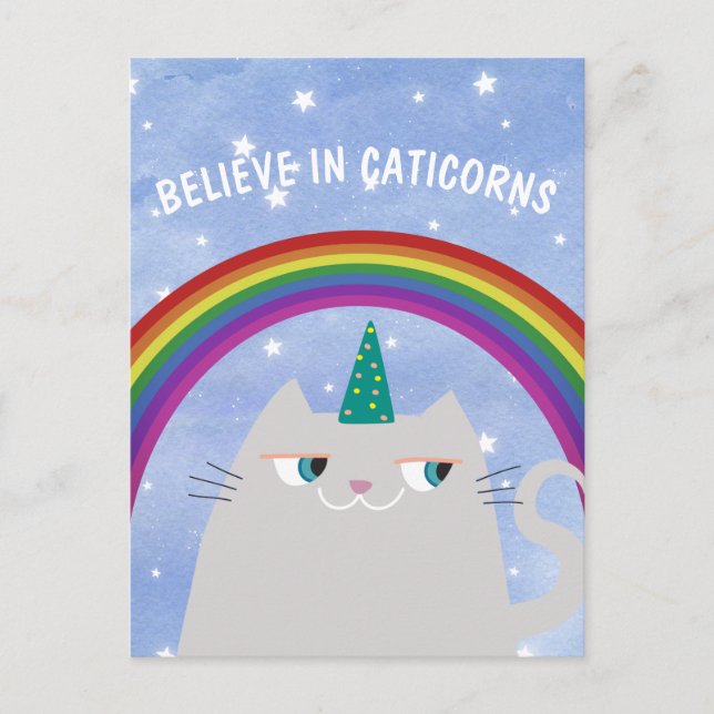 Cute Unicorn Cat Postcard (Front)