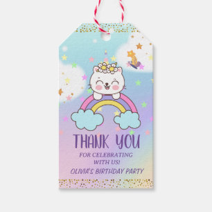 Cute Unicorn Cat Rainbow Girl Birthday Party Favou Gift Tags