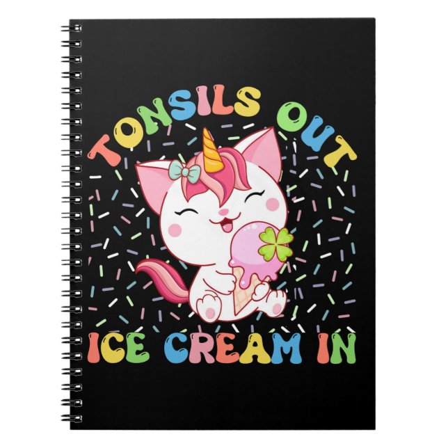 Cute Unicorn Cat with Ice Cream | Funny Pun Notebook (Front)