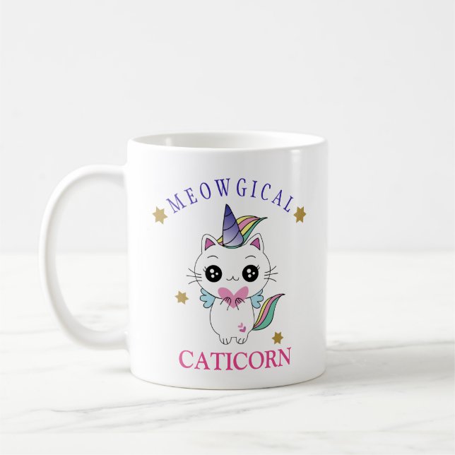 Cute Unicorn Caticorn Coffee Mug (Left)