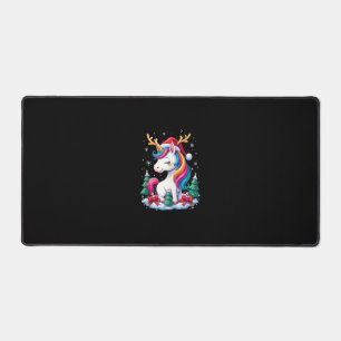 Cute Unicorn Christmas Girls Kids Xmas Santa Hat U Desk Mat