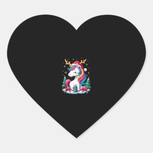 Cute Unicorn Christmas Girls Kids Xmas Santa Hat U Heart Sticker
