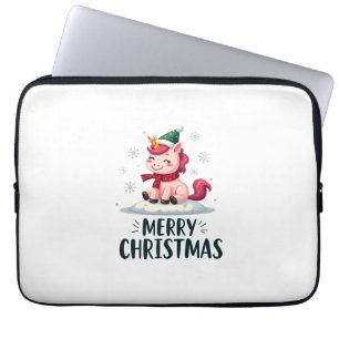 Cute unicorn Christmas hat unicorn Christmas T-Shi Laptop Sleeve