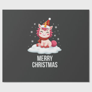 Cute unicorn Christmas hat unicorn Christmas T-Shi Wrapping Paper
