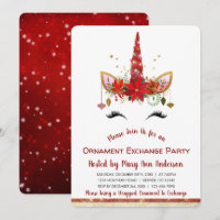 Cute Unicorn Christmas Ornament Exchange Party