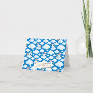 Cute Unicorn Clouds Whimsical Blue Personalised Note Card