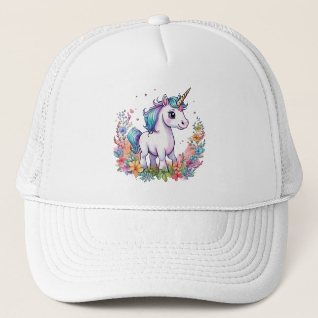 Cute Unicorn Cool Unicorn positive Trucker Hat (Front)