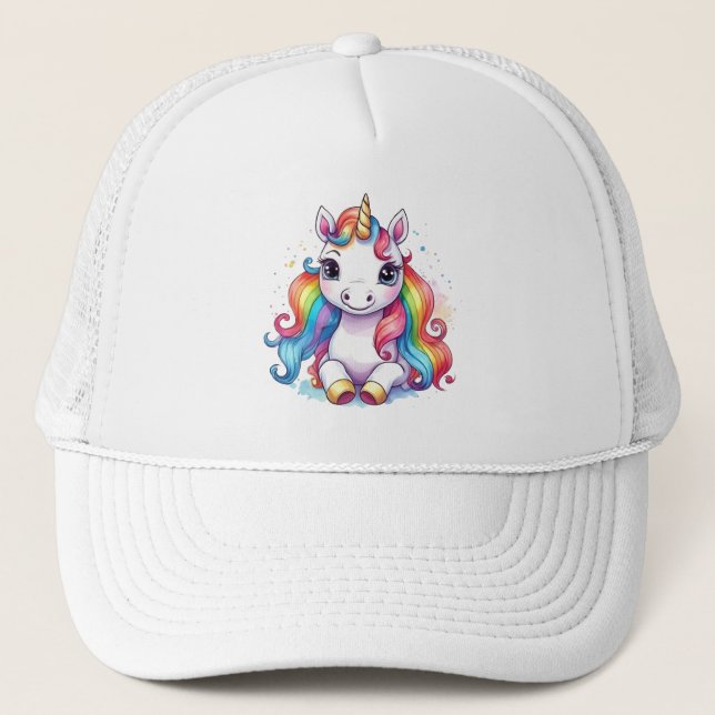 Cute Unicorn Cool Unicorn positive Trucker Hat (Front)