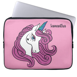 Cute Unicorn custom name & colour laptop sleeves