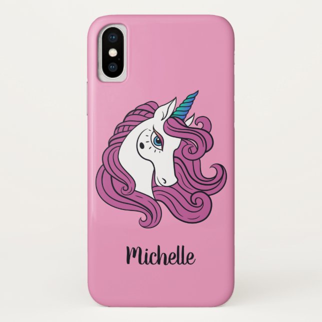 Cute Unicorn custom name & colour phone cases (Back)