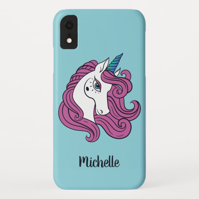 Cute Unicorn custom name & colour phone cases (Back)