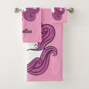 Cute Unicorn custom name & colour towel set
