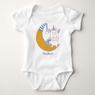 Cute Unicorn custom name kids' clothing Baby Bodysuit