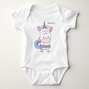 Cute Unicorn custom name kids' clothing Baby Bodysuit