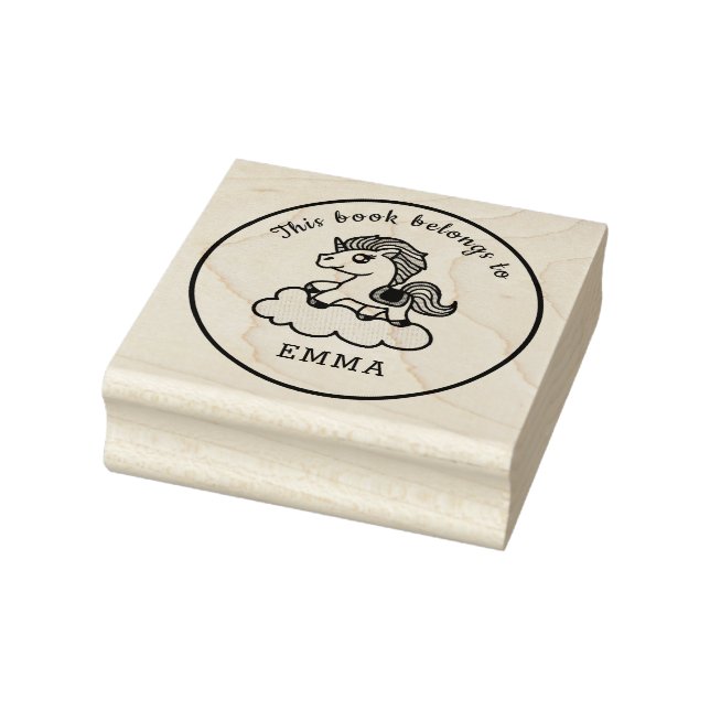 Cute Unicorn Custom Name Plate Wood Art Stamp (Stamp)
