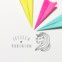 Cute Unicorn Custom Name School Books Signature