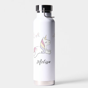 Cute Unicorn Custom Name Water Bottle