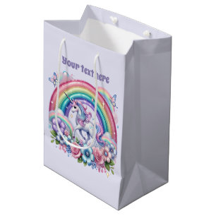 Cute unicorn customisable party  medium gift bag