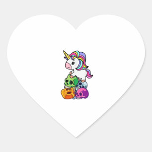 Cute Unicorn & Dead Skulls. Funny Goth Emo Hallowe Heart Sticker