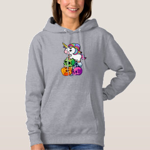 Cute Unicorn & Dead Skulls. Funny Goth Emo Hallowe Hoodie